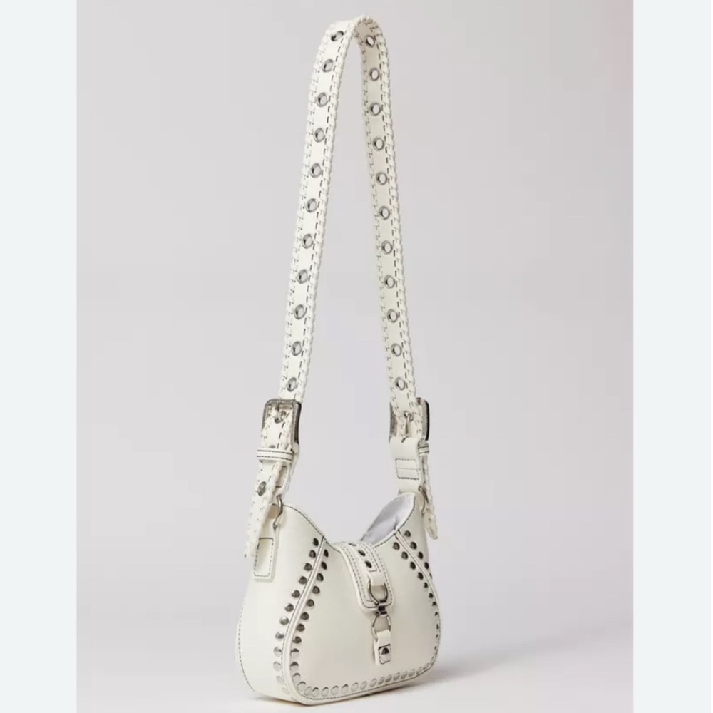 *DEAL* ~ Y2K Grunge White Vegan Leather Silver Studded Shoulder Bag - UO